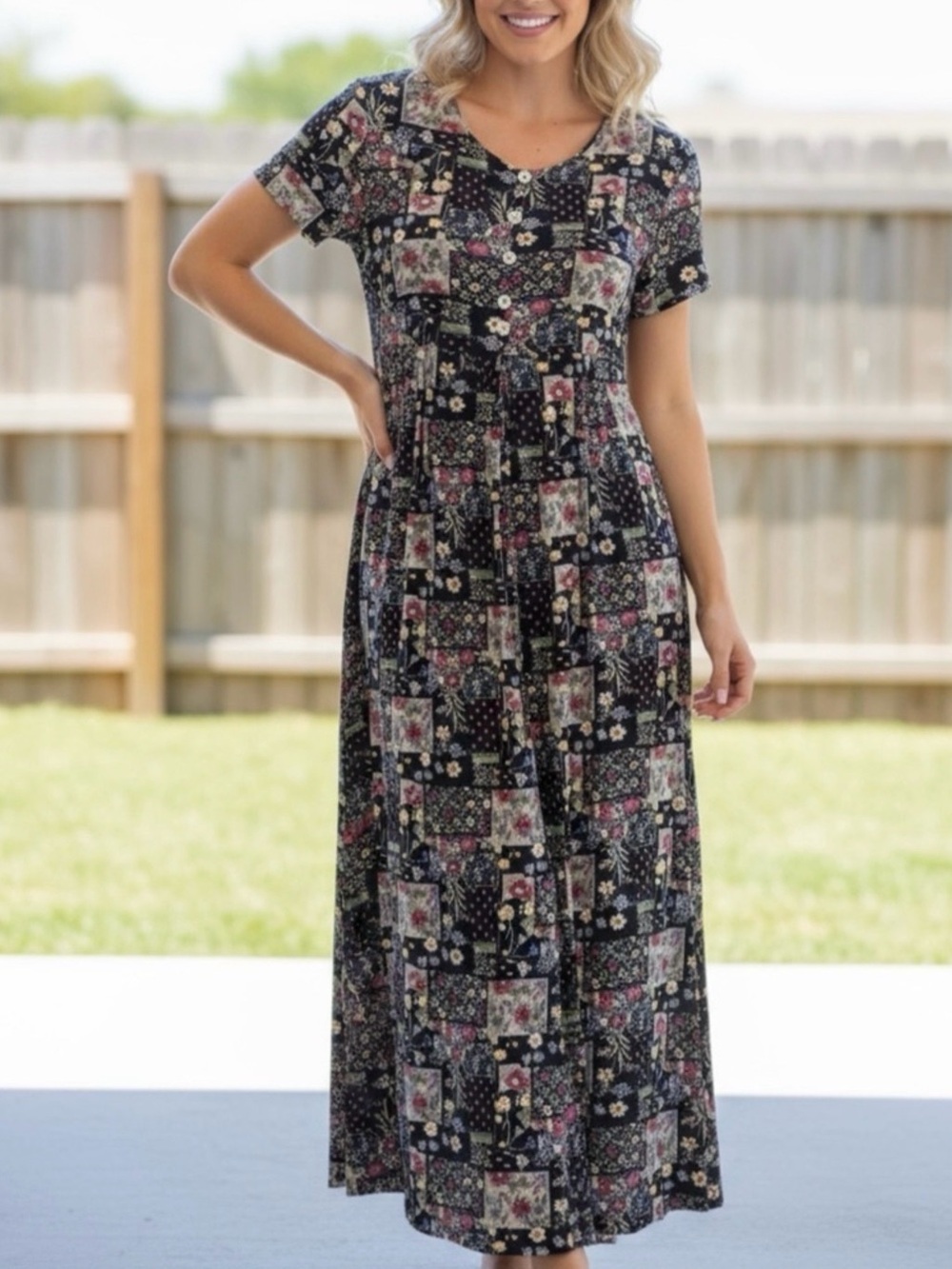 Vintage Liberty House Patchwork Floral Jumper – Made in Hawaii | Size M (est.)